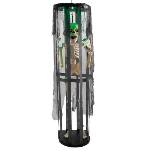 40" Skeleton in Cage Animated Halloween decoration