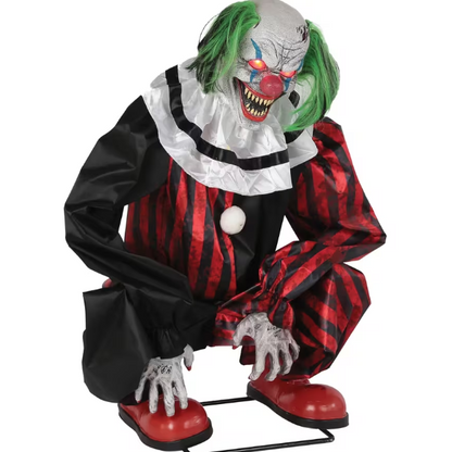 Crouching Clown Animated Halloween Prop