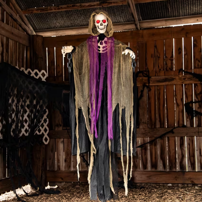 6 Ft Skeletal Reaper in Robes Animated Halloween decoration