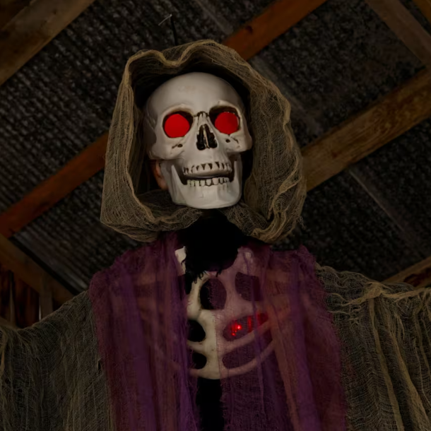 6 Ft Skeletal Reaper in Robes Animated Halloween decoration