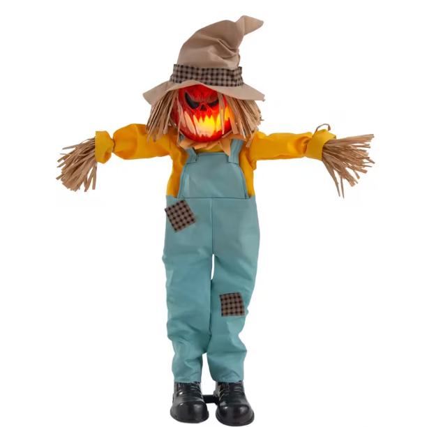 35" Scarecrow Flicker Flame Lights Sound halloween decoration