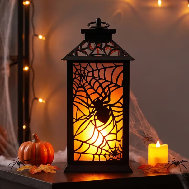 Flaming LED Spider Halloween Lantern