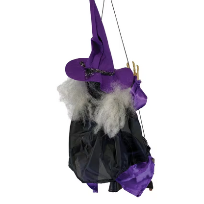 39" Purple Kicking Witch on Swing Animated Decoration