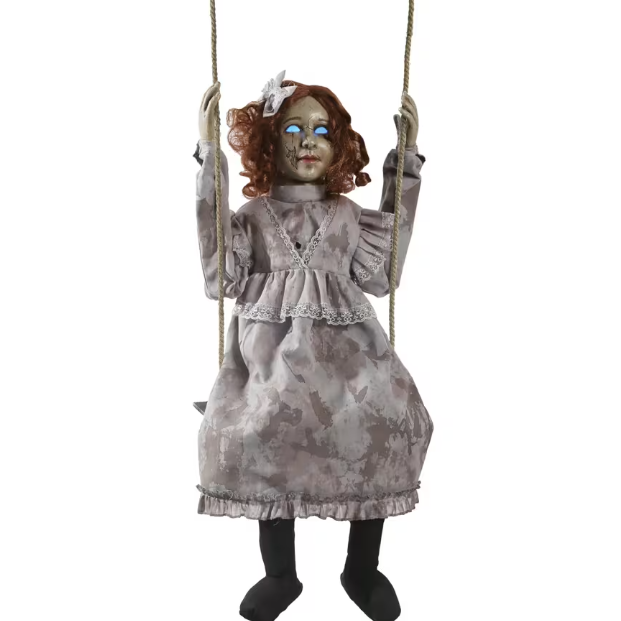 30" Swinging Decrepit Doll Animated Prop