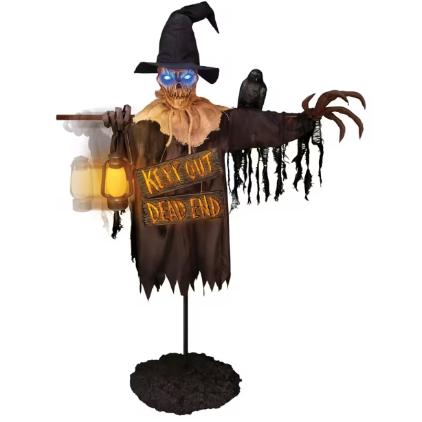 78" Animated Scarecrow with Lantern & Sign Halloween Decoration