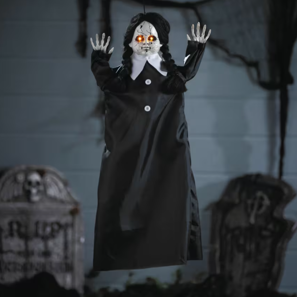 27" Hanging Haunted Doll Animated Halloween Decoration