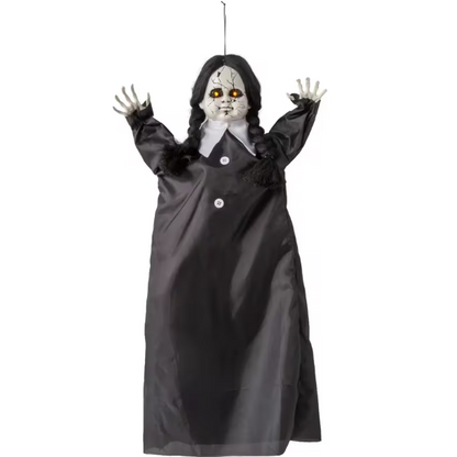 27" Hanging Haunted Doll Animated Halloween Decoration