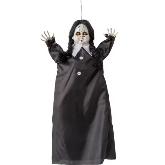27" Hanging Haunted Doll Animated Halloween Decoration