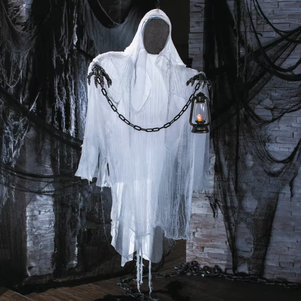 5 Ft Faceless Ghost with Lighted Lantern &amp; Chain