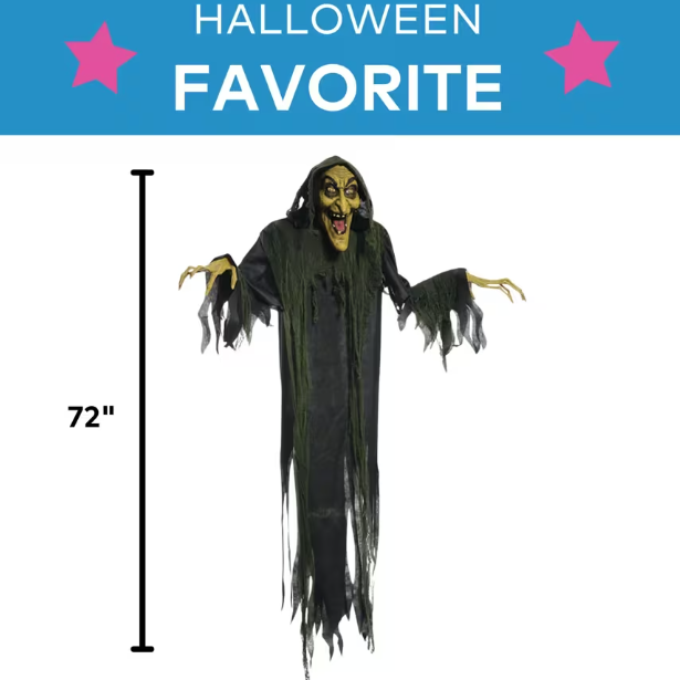 6 Ft Animated Hanging Witch Halloween decoration