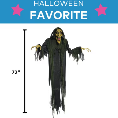 6 Ft Animated Hanging Witch Halloween decoration