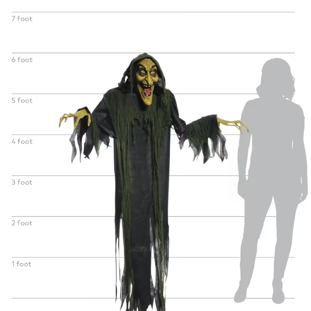 6 Ft Animated Hanging Witch Halloween decoration