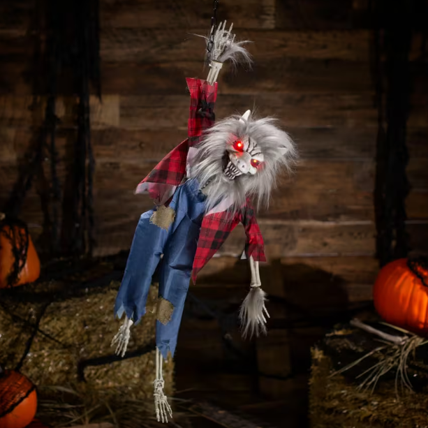 35" Skeleton Werewolf Animated Halloween Prop