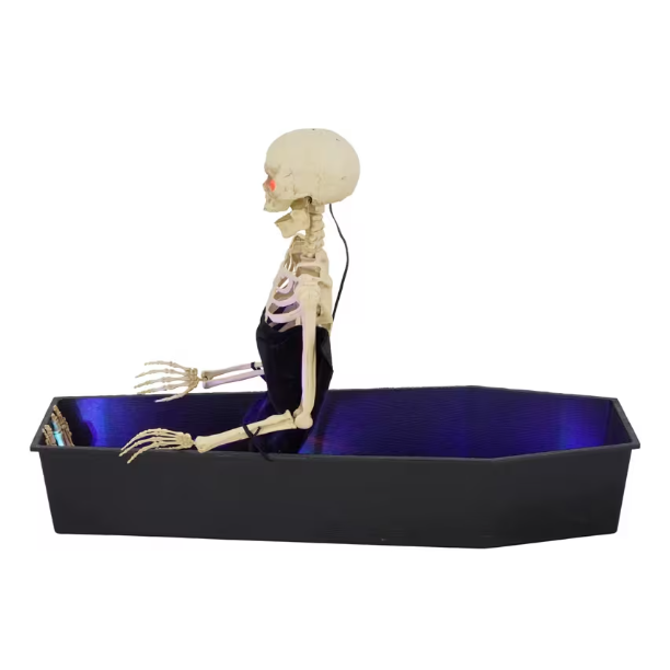 47" Rising Skeleton in Coffin Animated Halloween Prop