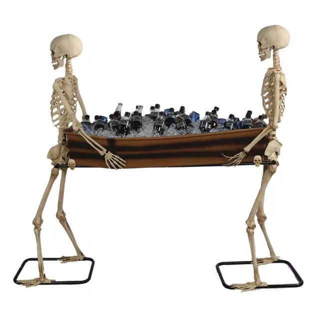 47" Skeletons Carrying Coffin halloween prop party decoration