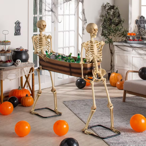 47" Skeletons Carrying Coffin halloween prop party decoration