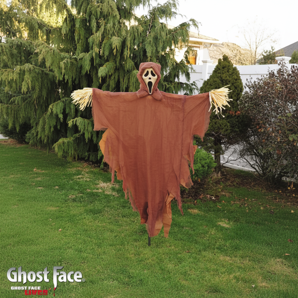 5 Ft Ghost Face® Burlap Scarecrow Halloween Decoration