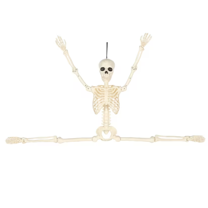 3 Ft. Hanging Multi Pose-N-Stay Life-Size Skeleton Halloween Decoration