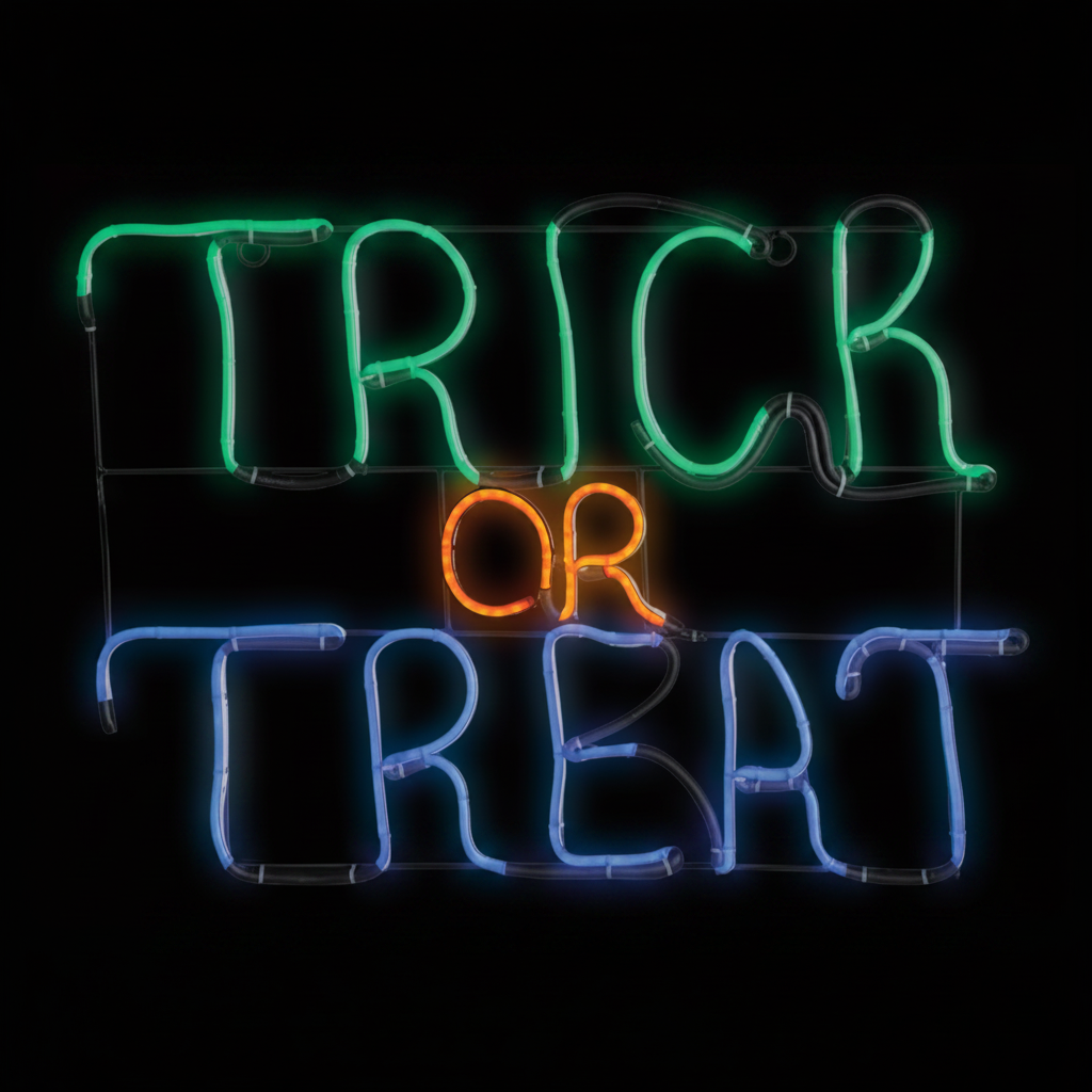 23" Lighted Neon LED Glo TRICK OR TREAT Sign