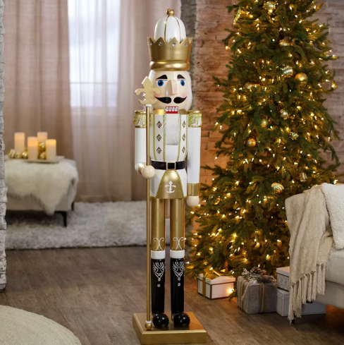 5 Ft Giant Nutcracker Toy Soldier Wood Decoration - Gold
