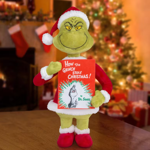 18.5-Inch Grinch Stuffed Holiday Greeter – Dr. Seuss Christmas Decor