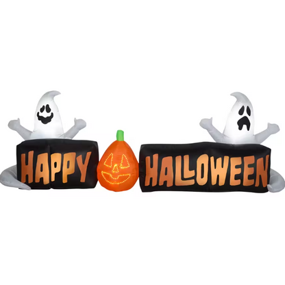 9 Ft Happy Halloween with Ghosts &amp; Jack O Lantern Lightshow Inflatable