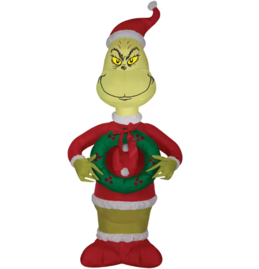 48" Grinch with Wreath Inflatable