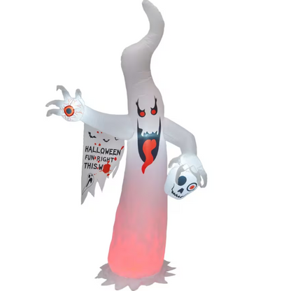 6 Ft 9" Ghost with Eyeball & Skull Sign Inflatable