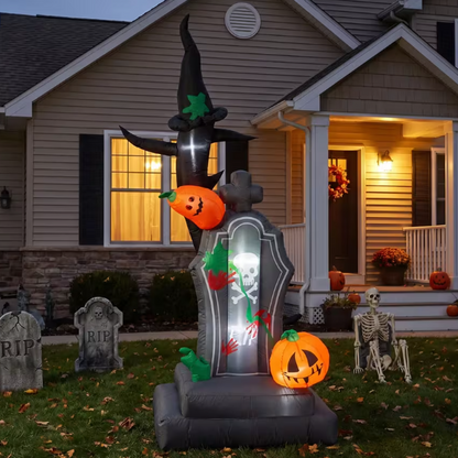 6 Ft Tombstone with Pumpkins Light Up Inflatable