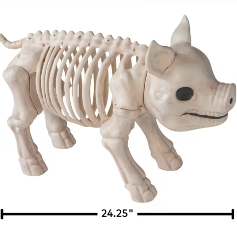 2 Ft Standing Skeleton Pig Halloween Decoration