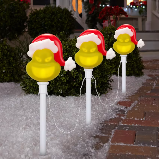 22" Lightshow® EmoteGlow™ The Grinch Pathway Yard Stakes - 3 Pc.