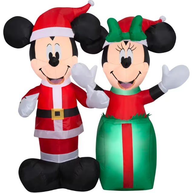 4 Ft Santa Mickey & Minnie Christmas Yard Inflatable