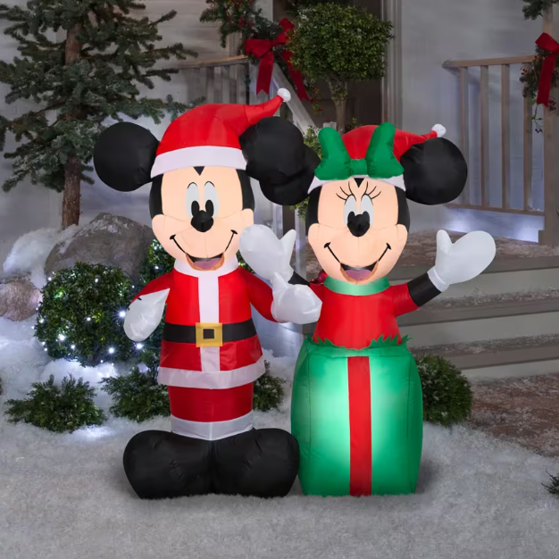4 Ft Santa Mickey & Minnie Christmas Yard Inflatable