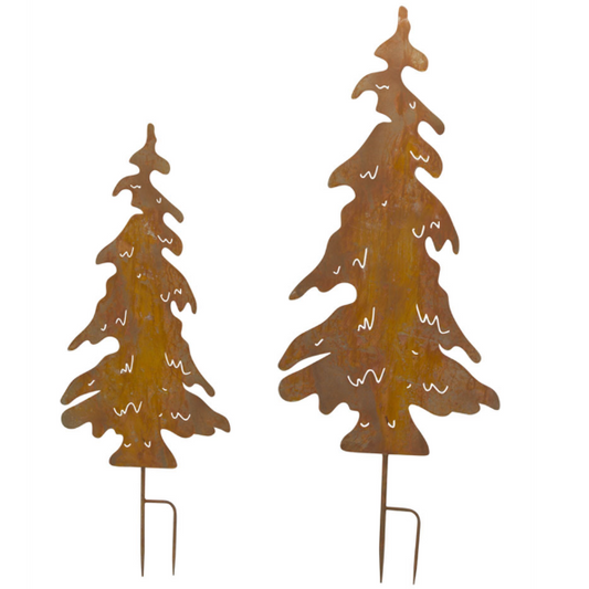 Giant Rustic Christmas Tree Yard Stakes - Set of 2 54 in 42 in