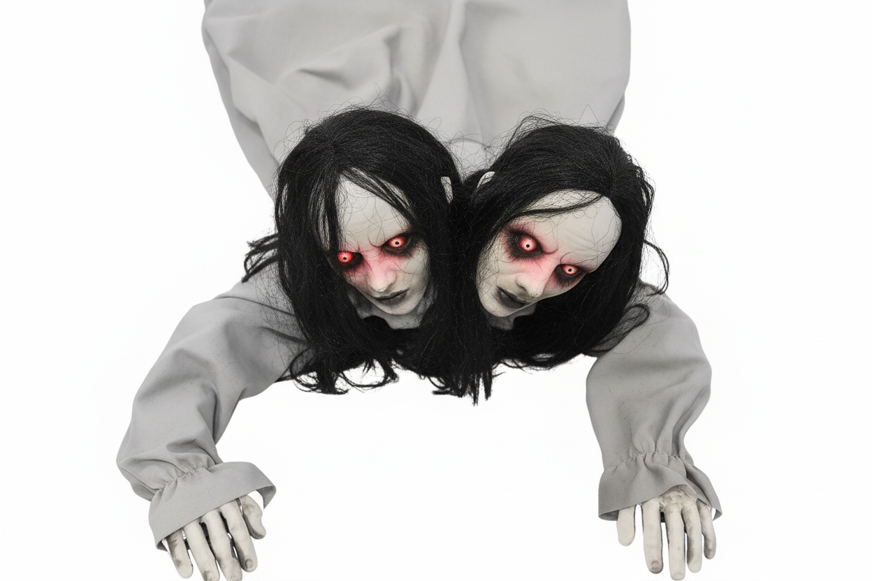 New Halloween 2026 Animated Props and Decoraitons 3 Ft two headed crawling girl