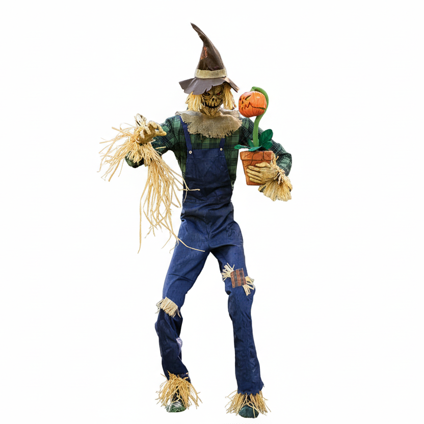7' Animated Rotten Harvester scarecrow Halloween prop decoration