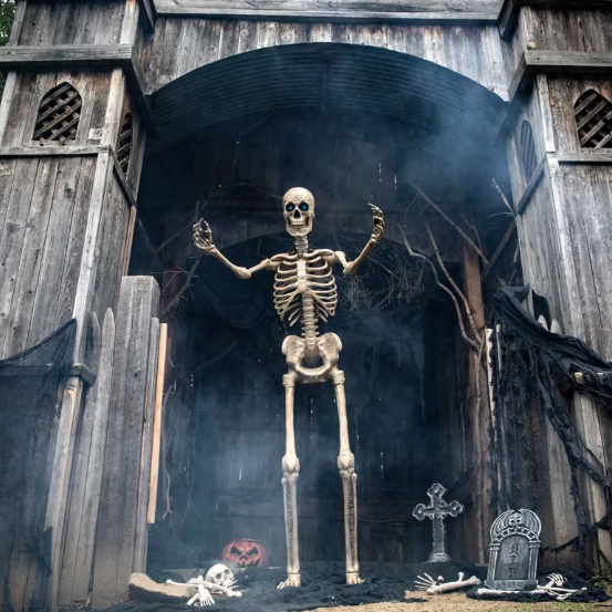 8 ft towering Skeleton with projection eyes technlogy Halloween prop decoration