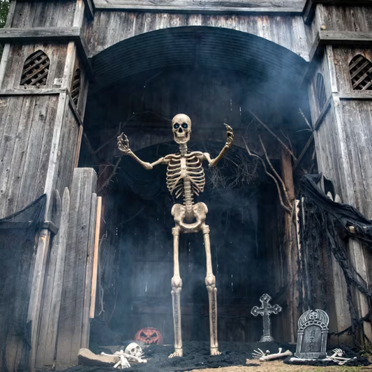 8 ft towering Skeleton with projection eyes technlogy Halloween prop decoration