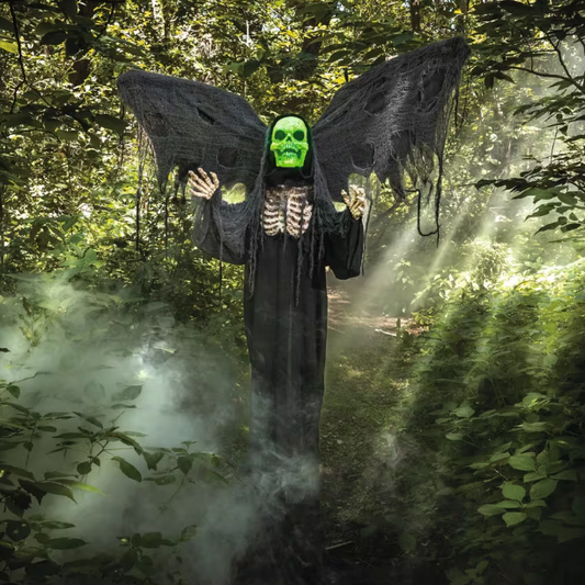 5 Ft. 6" Standing Skeleton Reaper with Animated Wings Halloween Decoration