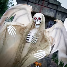 5.5 Ft Animated Reaper Angel Skeleton with Wings