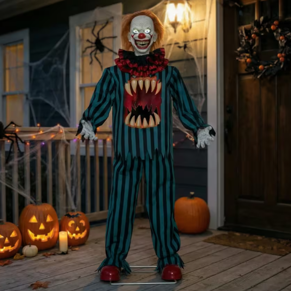 Animated Halloween decoration 65" hollow clown with teeth Prop