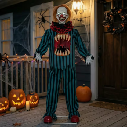 Animated Halloween decoration 65" hollow clown with teeth Prop