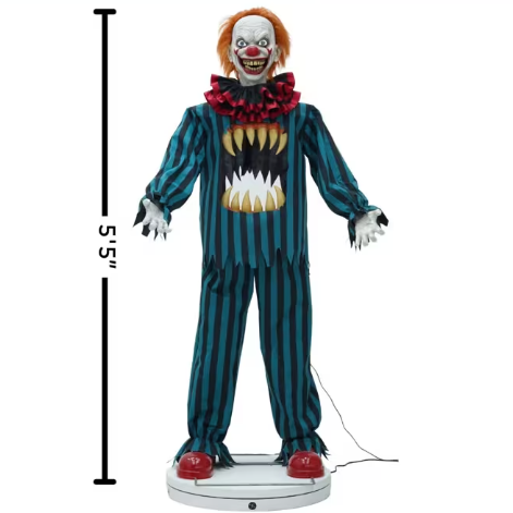 Animated Halloween decoration 65" hollow clown with teeth Prop