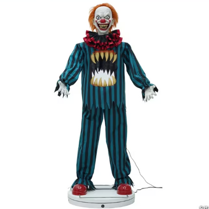 Animated Halloween Prop 65" evil hollow clown with teeth life size decoration