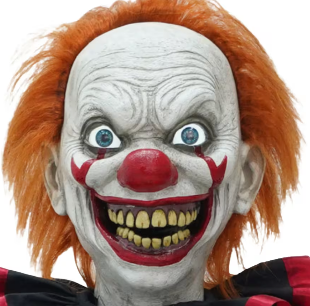 Animated Halloween decoration 65" hollow clown with teeth Prop
