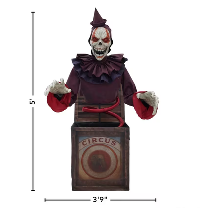 5 Ft. Skeleton Clown Mechanical Jack-in-the-Box  Animated Halloween Decoration