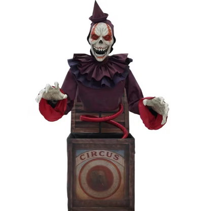 5 Ft. Skeleton Clown Mechanical Jack-in-the-Box  Animated Halloween Decoration