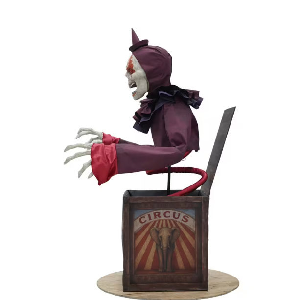 5 Ft. Skeleton Clown Mechanical Jack-in-the-Box  Animated Halloween Decoration
