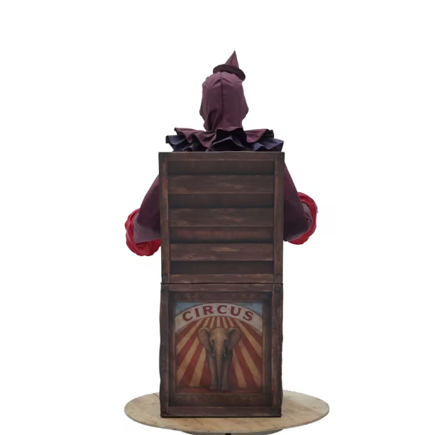 5 Ft. Skeleton Clown Mechanical Jack-in-the-Box  Animated Halloween Decoration