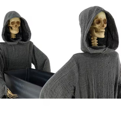 5 Ft. Two Skeleton Reapers Carrying a Coffin Halloween Decoration Prop